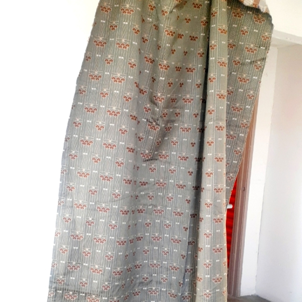 CUSTOM Mid-Century Statement Drapery Curtain Panels Green Gold 80"W×86" Long
